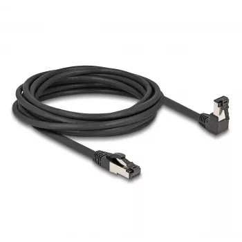 Cable de red DeLOCK RJ45 Cat.8.1 acodado 90° hacia abajo / recto 5 m negro