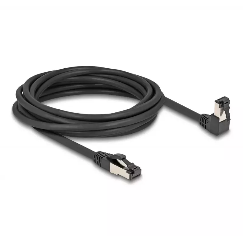 Cable de red DeLOCK RJ45 Cat.8.1 acodado 90° hacia abajo / recto 5 m negro
