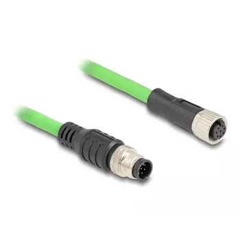 Cable de red DeLOCK M12 codificado A de 8 pines conector macho a conector hembra PUR (TPU) 1 m