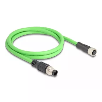 Cable de red DeLOCK M12 codificado A de 8 pines conector macho a conector hembra PUR (TPU) 1 m