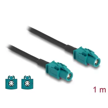 Cable coaxial DELOCK 90680 — 1 m, HSD Z a HSD Z, negro/azul