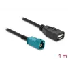 Cable coaxial DELOCK 90703 — HSD Z a USB A, 1 m, negro/azul