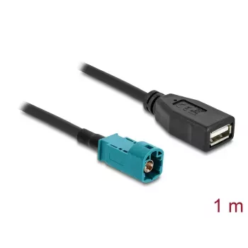 Cable coaxial DELOCK 90703 — HSD Z a USB A, 1 m, negro/azul