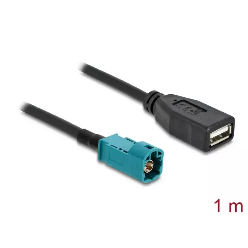 Cable coaxial DELOCK 90703 — HSD Z a USB A, 1 m, negro/azul