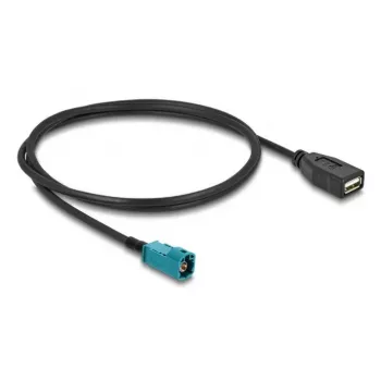Cable coaxial DELOCK 90703 — HSD Z a USB A, 1 m, negro/azul