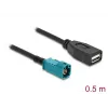 Cable coaxial DELOCK 90702 HSD Z a USB A, 0,5 m, negro/azul