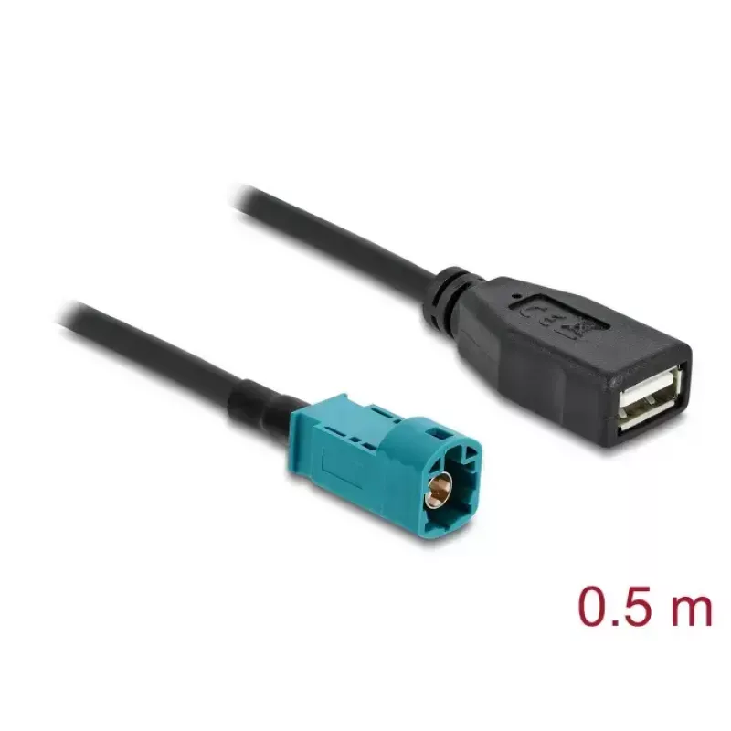 Cable coaxial DELOCK 90702 HSD Z a USB A, 0,5 m, negro/azul