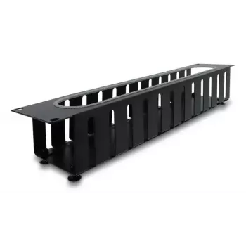Embellecedor de gestión de cables DELOCK 67279 — accesorio para rack de acero 2U, negro, abertura con protección de bordes