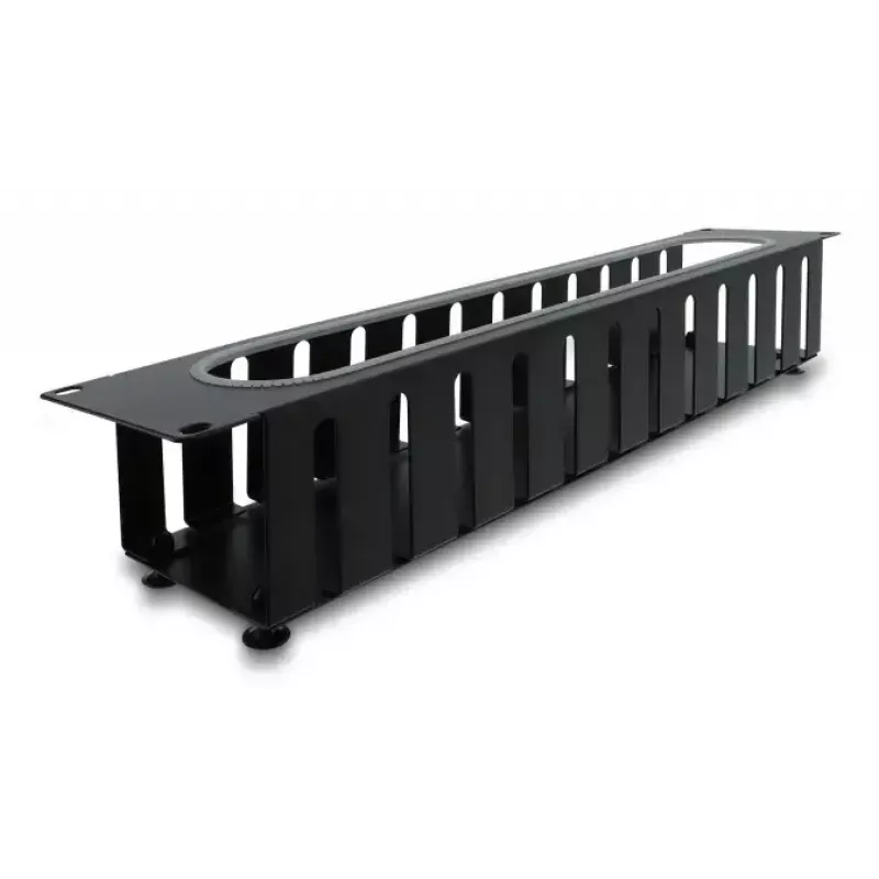 Embellecedor de gestión de cables DELOCK 67279 — accesorio para rack de acero 2U, negro, abertura con protección de bordes