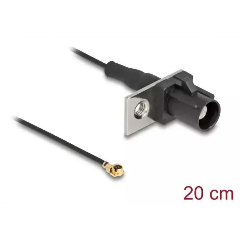 Cable coaxial DELOCK 90728 — FAKRA A a I-PEX MHF1, 0,2 m, 1,13 mm, negro