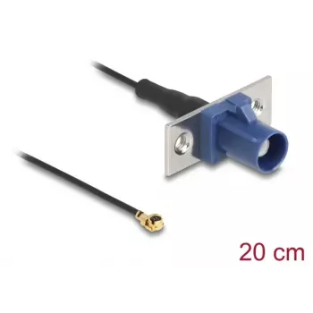 Cable coaxial DELOCK 90731, FAKRA C a I-PEX MHF1, 0,2 m, 1,13 mm, negro/azul