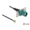 Cable coaxial DELOCK 90732 — FAKRA E a I-PEX MHF1, 0,2 m, 1,13 mm, negro/turquesa