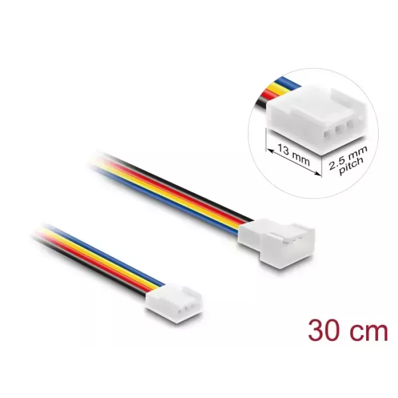 DeLOCK 90871 Cable alargador de ventilador PWM 4 pines, macho a hembra, longitud del conector 13 mm, 30 cm