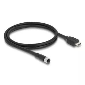 Cable DELOCK M12 codificado A de 17 polos (conector hembra) a HDMI (conector macho) — 1 m, negro