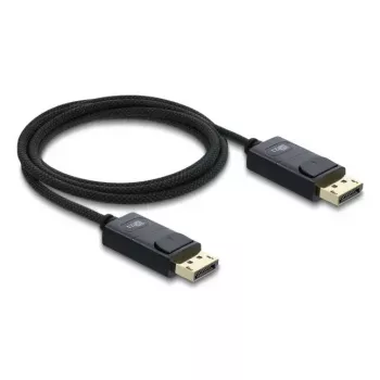Cable coaxial DisplayPort DELOCK 16K 60 Hz 80 Gbps, DisplayPort a DisplayPort, 2 m, negro, funda trenzada