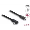 Cable coaxial DELOCK USB4 Gen 3x2 en ángulo izquierda/derecha USB-C a USB-C 40 Gbit/s USB PD 3.1 240 W 0,5 m