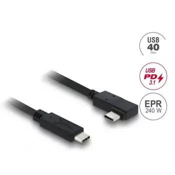 Cable coaxial USB4 Gen 3x2 USB-C a USB-C 40 Gbit/s PD 3.1 240 W en ángulo izquierda/derecha 1 m