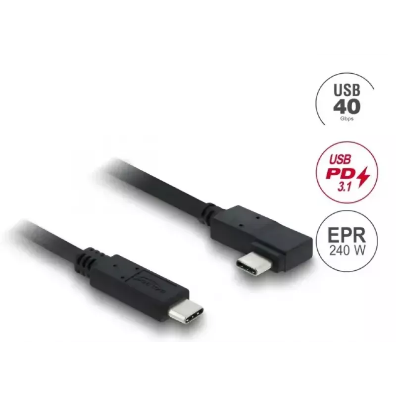 Cable coaxial USB4 Gen 3x2 USB-C a USB-C 40 Gbit/s PD 3.1 240 W en ángulo izquierda/derecha 1 m
