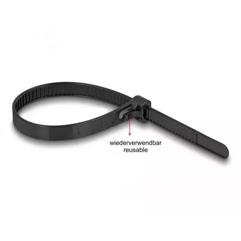 DeLOCK Bridas reutilizables resistentes al calor, 150 x 7.5 mm, negro, 100 uds.