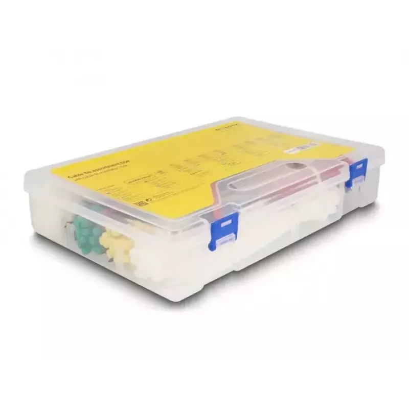 DeLOCK Caja surtida de bridas con alicates para bridas, 600 uds., multicolor