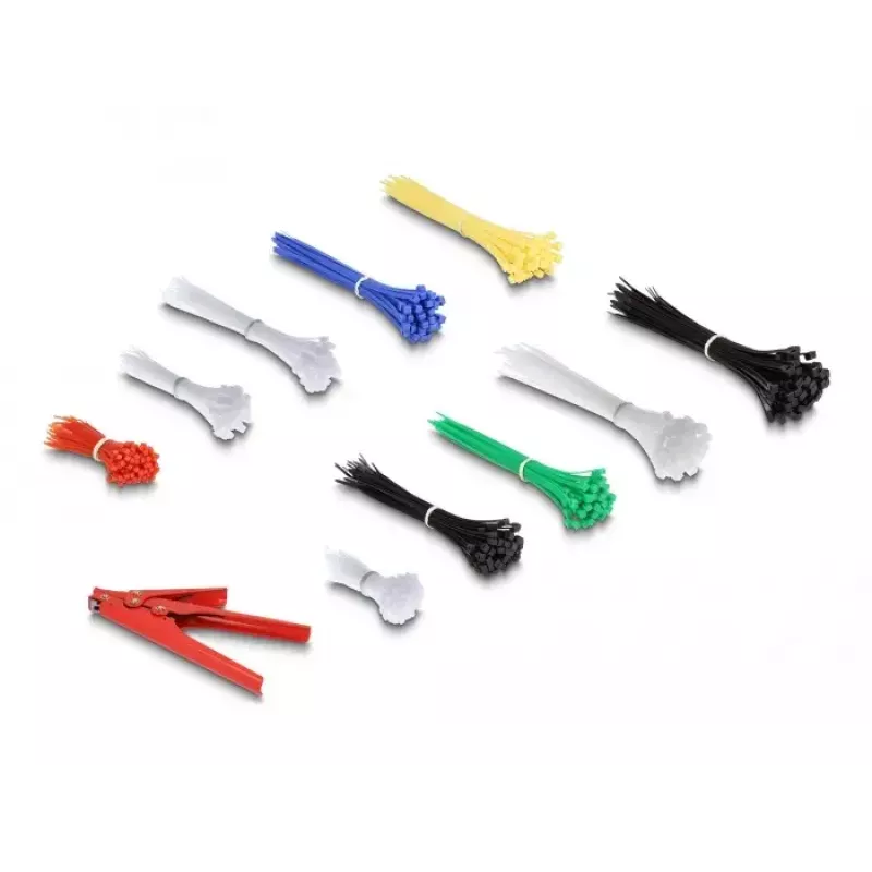 DeLOCK Caja surtida de bridas con alicates para bridas, 600 uds., multicolor