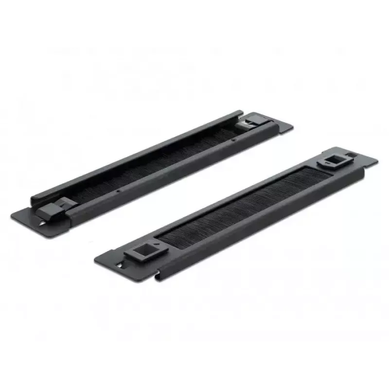 Panel de cepillos DELOCK 10 pulgadas pasacables regleta de cepillos sin herramientas 1U negro