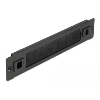 Panel de cepillos DELOCK 10 pulgadas pasacables regleta de cepillos sin herramientas 1U negro