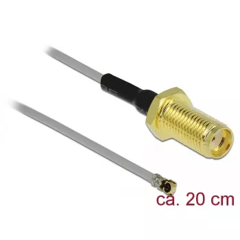 Cable coaxial DeLOCK 90402 0,2 m SMA MHF negro dorado gris