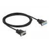 Delock Cable módem nulo RS-232, D-Sub 9 macho a hembra, carcasa de conector delgada, 2 m, negro