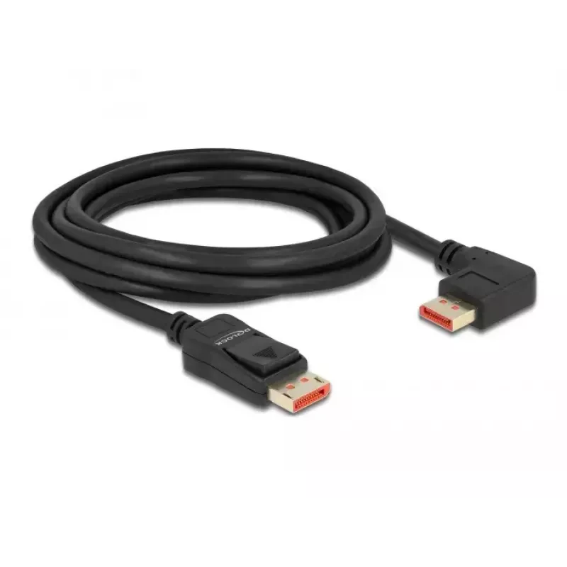 Cable DisplayPort DeLOCK 87048 8K 60Hz 3 m conector macho a conector macho en ángulo de 90° hacia la izquierda