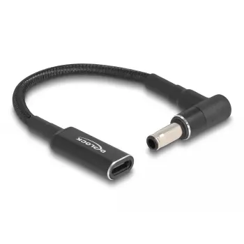 Cable adaptador DeLOCK conector hembra USB Type-C a conector macho Samsung 5,5 x 3,0 mm en ángulo de 90° 15 cm