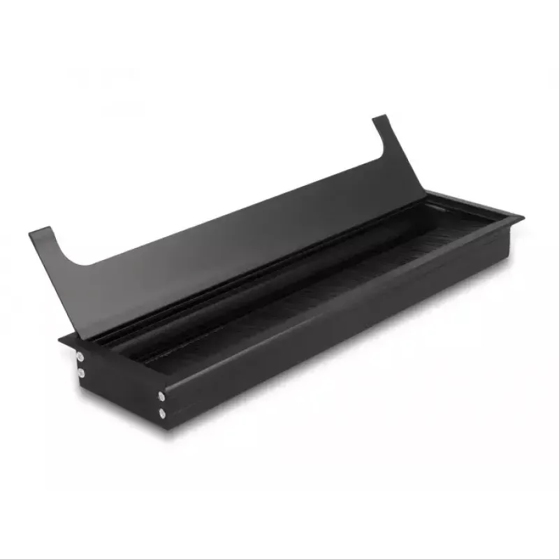 Pasacables DELOCK 66858 para escritorio, negro, 80×300×28 mm