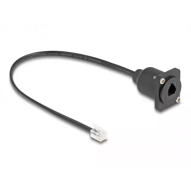 Cable DeLOCK D-Type RJ10 conector macho a conector hembra negro 30 cm