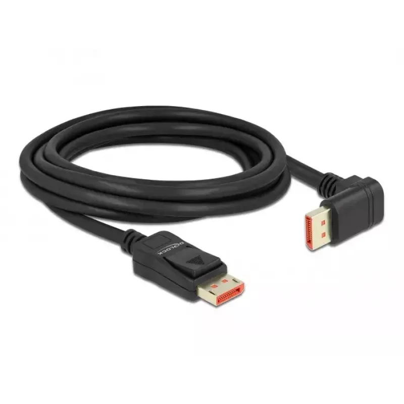 Cable DisplayPort DeLOCK 87052 8K 60Hz 3 m conector macho a conector macho 90° hacia abajo