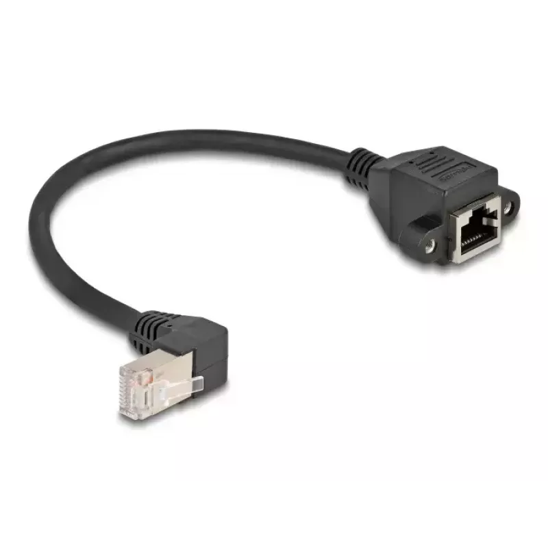 Cable alargador de red DeLOCK S/FTP RJ45 acodado 90° a RJ45 Cat.6A 0,25 m negro