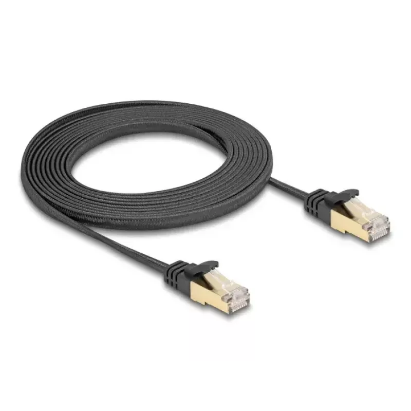 Cable de red DeLOCK RJ45 plano 3 m Cat6A negro