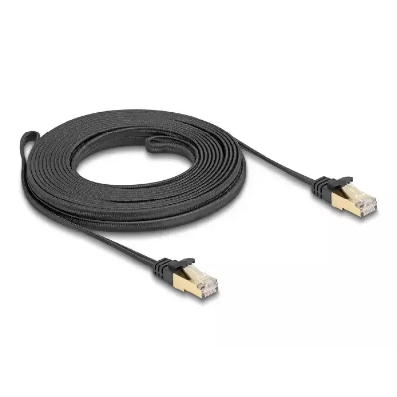 Cable de red DeLOCK RJ45 plano 7,5 m Cat6A U/FTP negro
