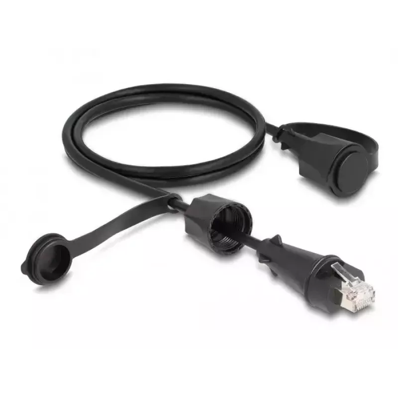 Cable de red DeLOCK RJ45 macho a RJ45 macho Cat.6 STP 1 m IP68 negro