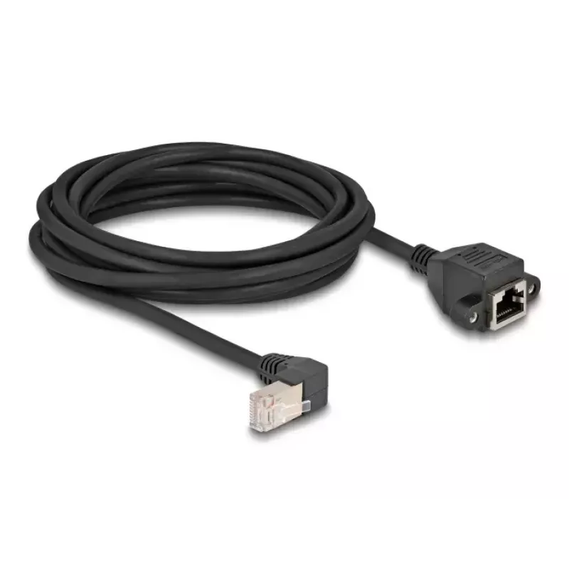 Cable alargador de red DeLOCK S/FTP RJ45 acodado 90° a RJ45 Cat.6A 5 m negro