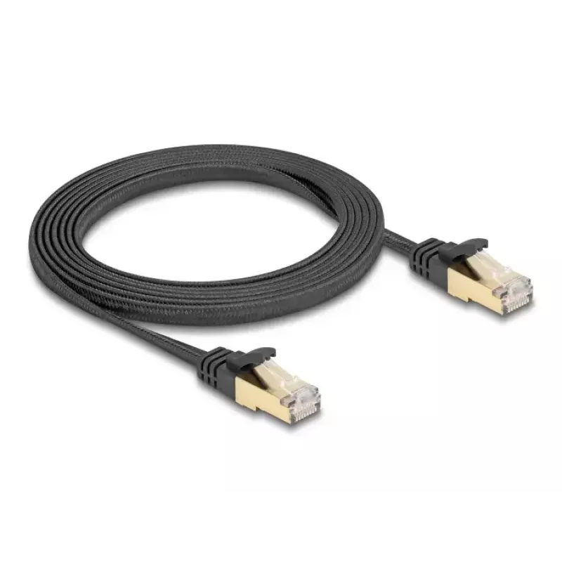 Cable de red DeLOCK RJ45 plano Cat.6A 2 m negro