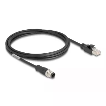 Cable de red DeLOCK M12 D-codificado 4 pines macho a RJ45 macho Cat5e 2 m negro