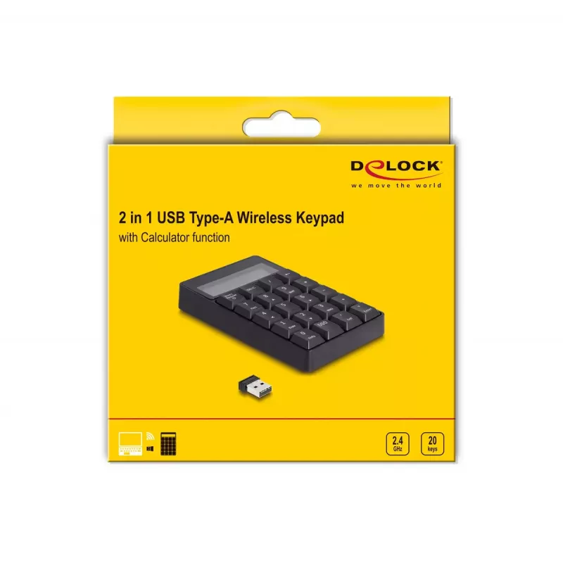 Teclado numérico DeLOCK 12113 USB negro 20 teclas universal