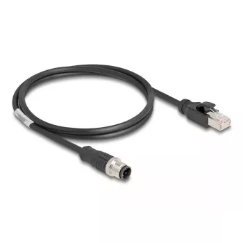 Cable de red DeLOCK M12 D-codificado 4 pines macho a RJ45 macho Cat5e 1 m negro