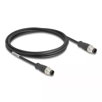 Cable de red DeLOCK M12 A-codificado 8 pines macho a macho Cat5e 2 m negro