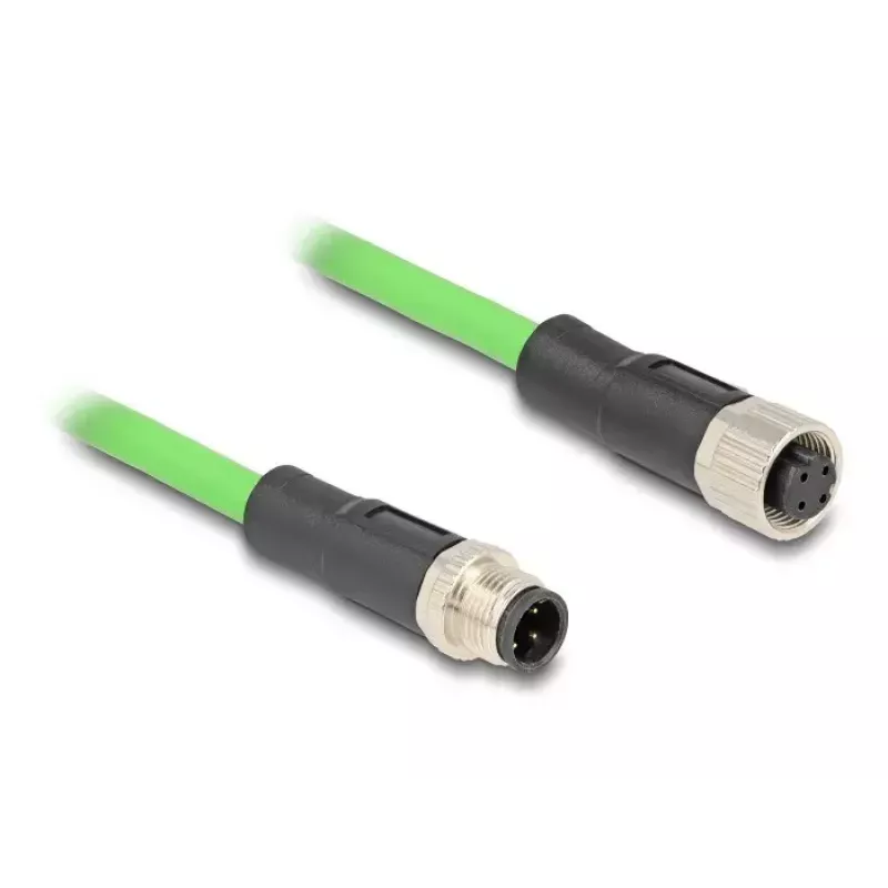 Cable de red DeLOCK M12 D-codificado 4 polos conector macho a conector hembra PUR (TPU) 5 m