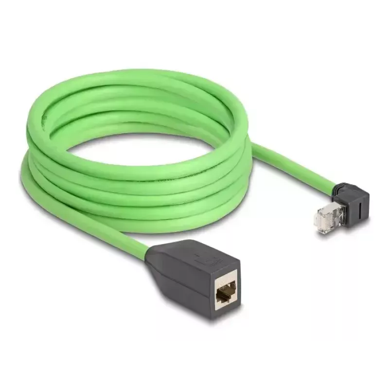 Cable de red DeLOCK RJ45 Cat.6A conector macho acodado hacia arriba a conector hembra 5 m verde
