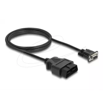 DELOCK Cable adaptador OBD-2 conector macho a DB-9 conector hembra, Cat5e, negro, 1,15 m