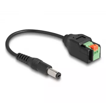 Cable DC DeLOCK 2,1 x 5,5 mm conector macho a regleta de 2 polos adaptador 15 cm