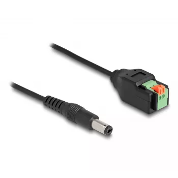 Cable DC DeLOCK 2,1 x 5,5 mm conector macho a regleta de 2 polos adaptador 15 cm