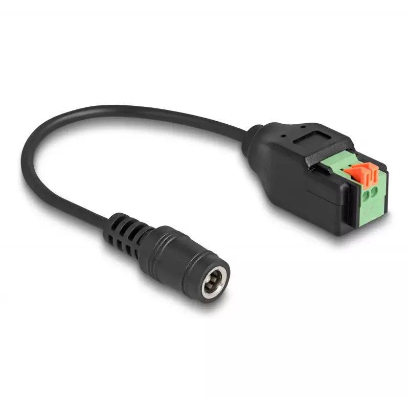 Adaptador DC DeLOCK 2,1 x 5,5 mm jack a regleta de 2 polos 15 cm